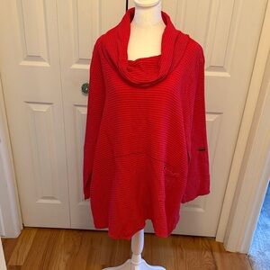 Elegant Red Cowl Neck Sweater